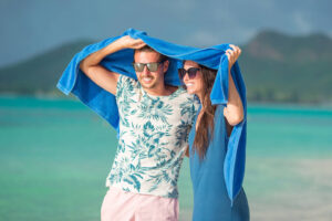 Young couple at tropical beach